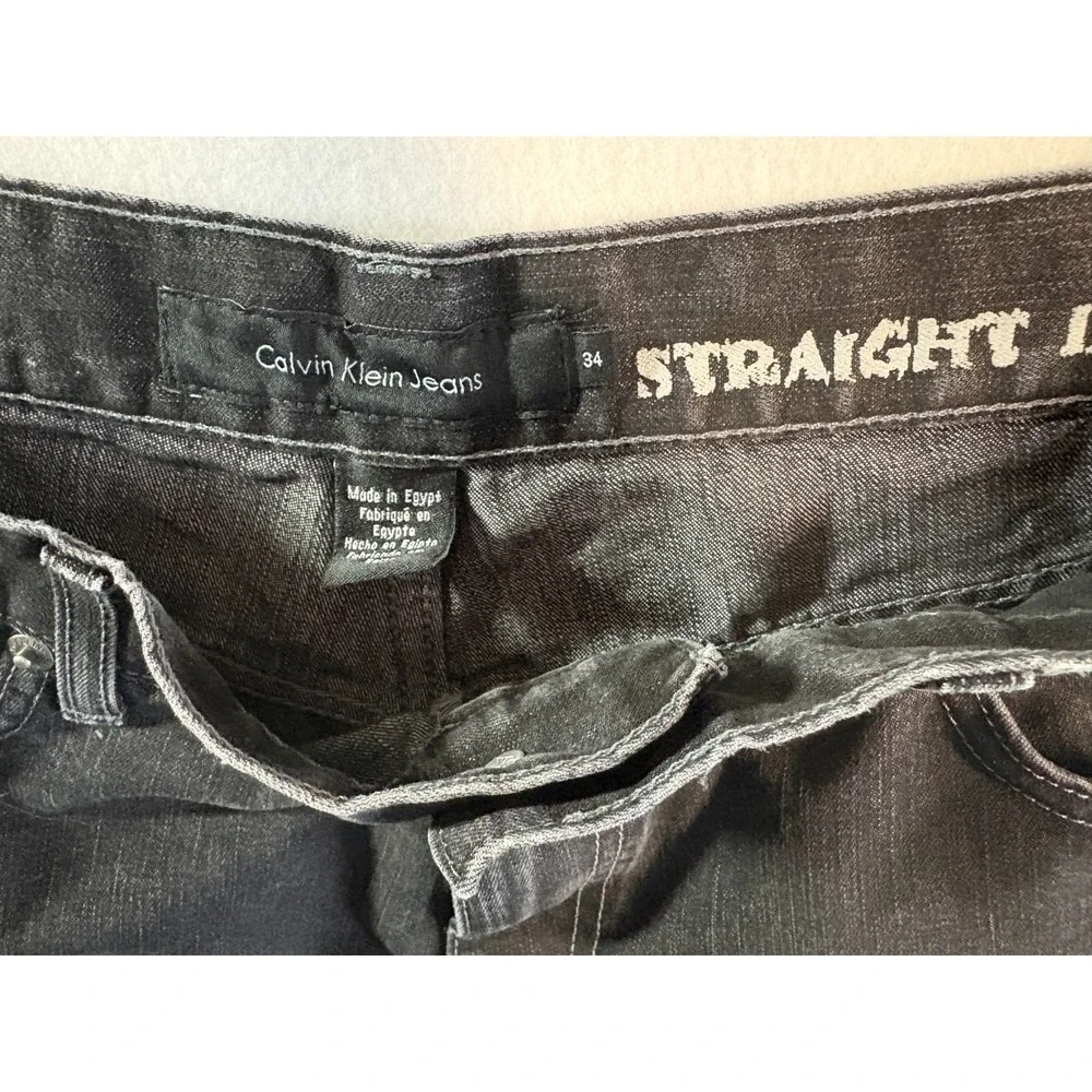Calvin Klein Jeans Mens 34 Black‎ Denim Stretch Dark Wash Straight Leg Outdoor